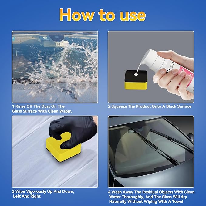 AOTE-BAS Windshield Cleaner Oll Film Remover & Rain Repellent for Car- Abrasive Glass Cleaner Remove- Oily Stains & Remains of Other Coatings