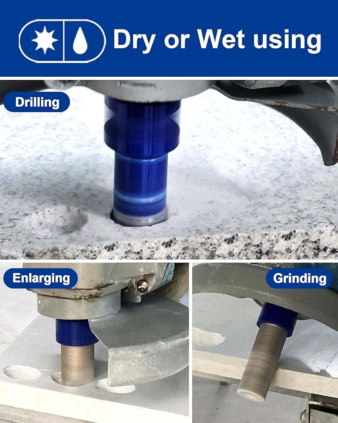 SHDIATOOL Diamond Core Drilling Bits Set for Porcelain Hole Saw Cutter for Tile Marble Ceramic Granite Kit 5/8-inch-11 8pieces