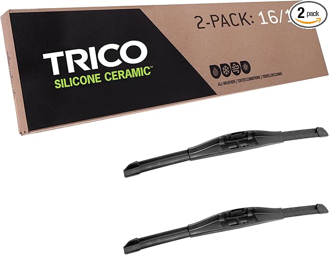 TRICO Silicone Ceramic™ (90-1616) 16 & 16 Inch Pack of 2 Automotive Replacement Windshield Wiper Blades For my Car, Super Premium All Weather Beam Blade for Select Vehicle Models