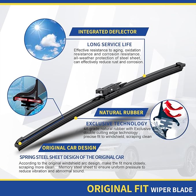 2 Wipers Replacement For Chevrolet Avalanche Silverado Suburban GMC Sierra Yukon Cadillac Escalade EXT ESV SLK SLC Original Equipment Windshield Wiper Blades - 22"+22" Pinch Tab