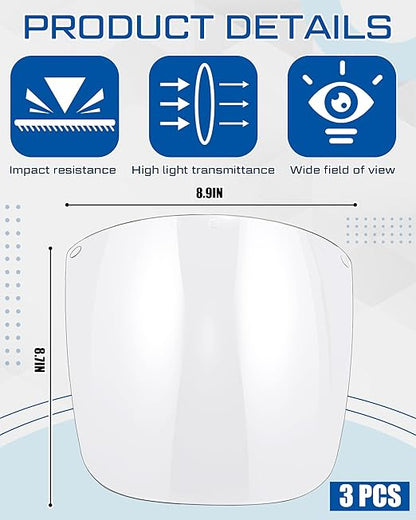 Tellegloww 4 Pcs Safety Face Shield for Grinding and Cutting, Clear Impact Resistant Visor, Full Face Shield Mask with Ratchet Headgear for Grinding, Isolation, Weed Whacking, Industrial Use (Black)