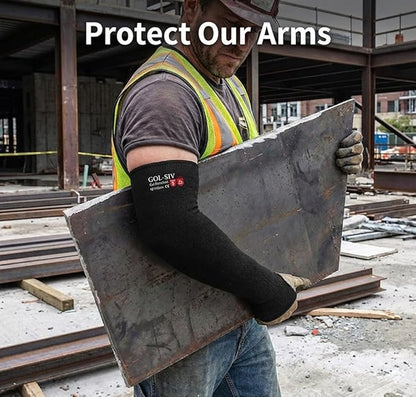 GOL-SIV Arm Protectors For Thin Skin And Bruising, Cut Resistant Sleeves For Men Women, A5 Level Farmer Sleeves For Gardening, Welding, Kitchen (Black, 17.7 In)