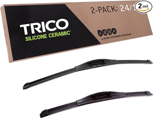 TRICO Silicone Ceramic Automotive Replacement Windshield Wiper Blade, Ceramic Coated Silicone Super Premium All Weather includes 24 inch & 17 inch Beam blades for Select Vehicle Models (90-2417)