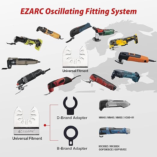 EZARC Diamond Oscillating Blade, Flush Cutting Oscillating Multi Tool Saw Blades for Grout Removal, Cleaning Mortar DO34F, 3-Pack