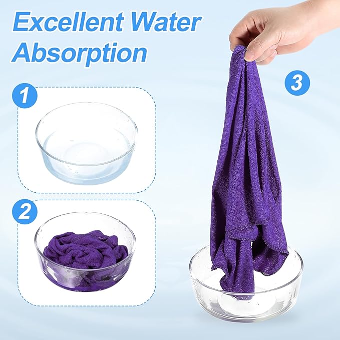 HARFINGTON 6 Pack Microfiber Cleaning Cloth, 16" x 16" Multi-Functional Cleaning Towels Reusable Absorbent Rags for Car Wash Kitchen Household Window Clean, Purple