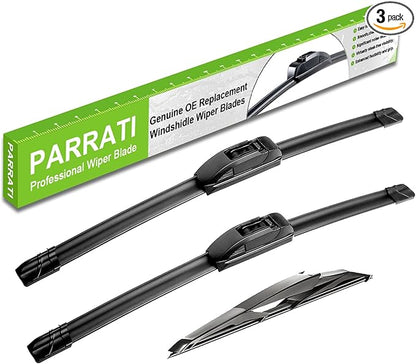 PARRATI® Windshield Wipers for Fiat 500 2012-2019,24"+14" Front and 12" Rear,OEM Replacement Wiper Blades,Quiet & Streak-Free(Set of 3)