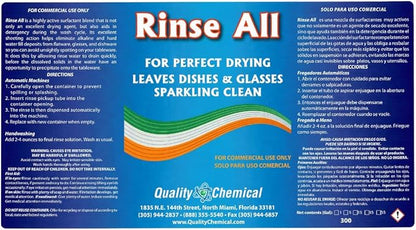 Quality Chemical Rinse All/Commercial Industrial Grade Rinse Aid/Dishwasher Rinse Aid Liquid, heat and cool dry Finish/Rinse Agent Dishwasher/Leave Dishes Spotless 128 oz (Pack of 2)