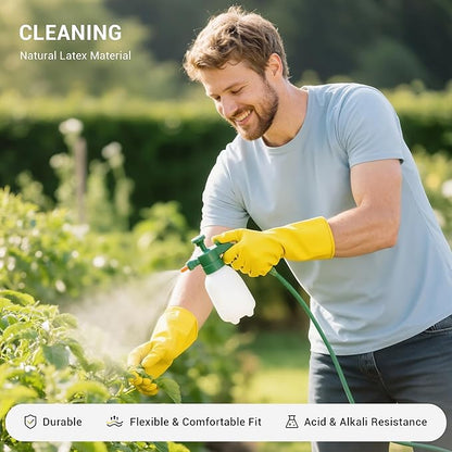MNOPQ 10 Pairs Rubber Dishwashing Glove,Reusable Household Gloves,Cleaning Gloves for Kitchen, Bathroom, Gardening, Pet Care,Repairing,Extra Thickness, Non-Slip,M