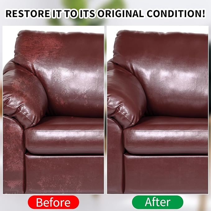8.5 OZ Leather Recoloring Balm with 100ML Leather Conditioner - Maroon Leather Repair Kit for Furniture, Leather Dye, Recolor, Renew, Repair & Restore Aged, Faded, Cracked, Peeling and Scuffed Leather