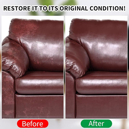 8.5 OZ Leather Recoloring Balm with 100ML Leather Conditioner - Maroon Leather Repair Kit for Furniture, Leather Dye, Recolor, Renew, Repair & Restore Aged, Faded, Cracked, Peeling and Scuffed Leather