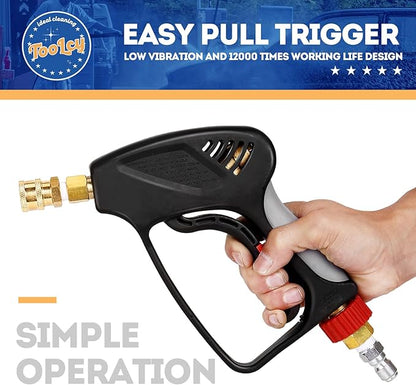 TOOLCY Pressure Washer Short Gun, Commercial 5000 PSI / 10.5 GPM with Nozzle Tips, 3/8" Swivel USA-NPT Thread x Quick Socket, Sturdy Design for Gas Power Washer