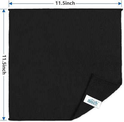 HOMEXCEL Black Microfiber Cleaning Cloth, 50 Pack Cleaning Towels for Kitchen, Lint Free, Scratch-Free, Highly Absorbent, and Reusable Cleaning Rags for House, Window and Glass, Cars, 11.5 X11.5 inch