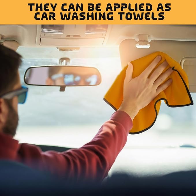Tallew 100 Pcs Microfiber Towels 16 Inch x 16 Inch Microfiber Cloth Car Drying Towels for Cars Washing Polishing Office Windows Cleaning Household Supplies (Yellow)
