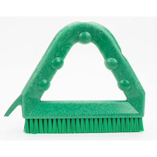 SPARTA Plastic Commercial Grout Brush, Triangle-Shaped Scrub Brush with Scraper and Two Threaded Holes for Attaching Handle (Sold Separately), 9 x 7 x 7 Inches, Green, (Pack of 4)