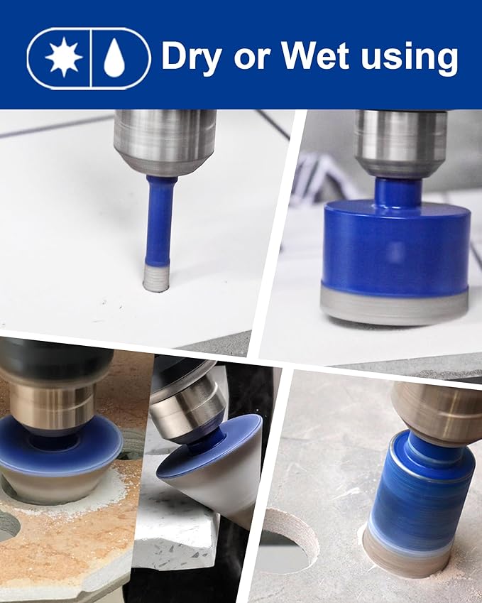SHDIATOOL Diamond Drill Core Bits Set for Porcelain,Triangle Shank Hole Saw Cutter for Tile Marble Ceramic Granite 11pieces(6/8/10/20/25/28/32/35/45/65MM/2 inch)
