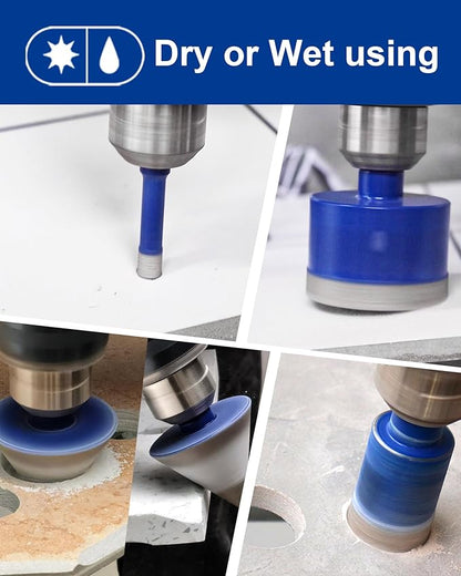 SHDIATOOL Diamond Drill Core Bits Set for Porcelain,Triangle Shank Hole Saw Cutter for Tile Marble Ceramic Granite 11pieces(6/8/10/20/25/28/32/35/45/65MM/2 inch)