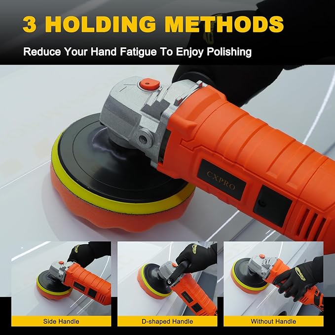 35pcs Buffer Polisher Kit, 1600W Rotary Polisher With 6Inch/7 Inch Pads , 7-Speed 1000-3500 RPM, Detachable Handle For Car, Boat Sanding, Polishing, Waxing