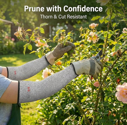 GOL-SIV Arm Protectors For Thin Skin And Bruising, Cut Resistant Sleeves For Men Women, A5 Level Farmer Sleeve For Gardening (Black & Grey, 2pairs, 11.8 In)