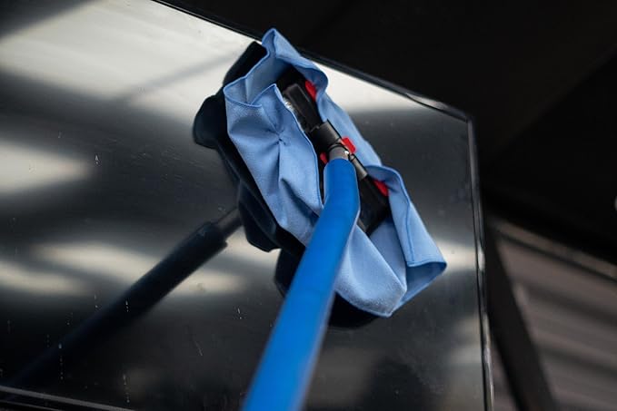 Mitt on a Stick PRO+ | Extendable Car Wash Brush, Mop, Mitt, Sponge | Blue w/ Noodle & Mesh Cover