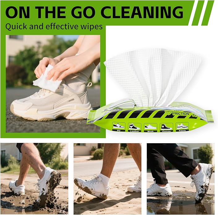 X-SMILE Shoe Cleaner Wipes Sneaker Quick Wipes Disposable Travel Portable Removes Dirt, Stains