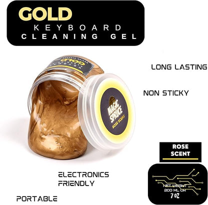 ToysButty Magic Spruce Car Cleaning Gel Kit with Non Sticky Luxury Gold Car Cleaning Putty Reusable Universal Detailing Kit, Rose Scented Laptop Keyboard Cleaning Gel in Containers