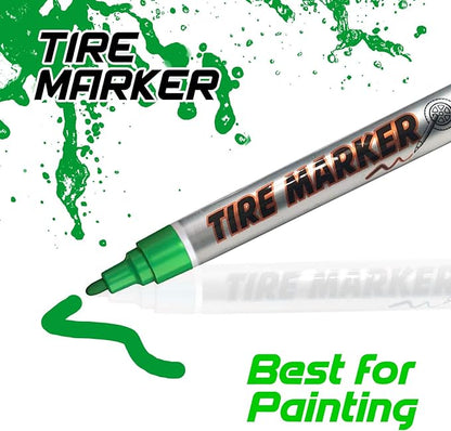 MC MOTOPARTS Permanent Color Tire Pen Marker Lettering Paint Drawing Tool Automotive Motorcycle Care 1 piece (Green)