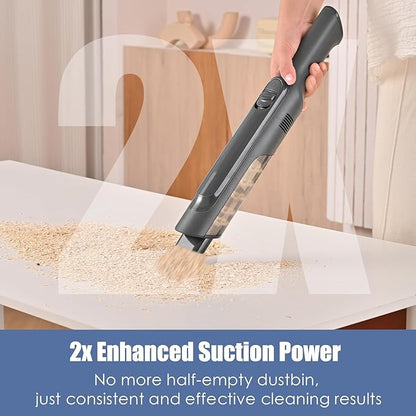 PROMOMO Handheld Vacuum Cordless, Lightweight 1.4lb with Powerful Suction, Charging Dock, Single Touch Empty and Detachable Dust Cup, Portable Mini Car Vac for Home Pet Car (Light Black)