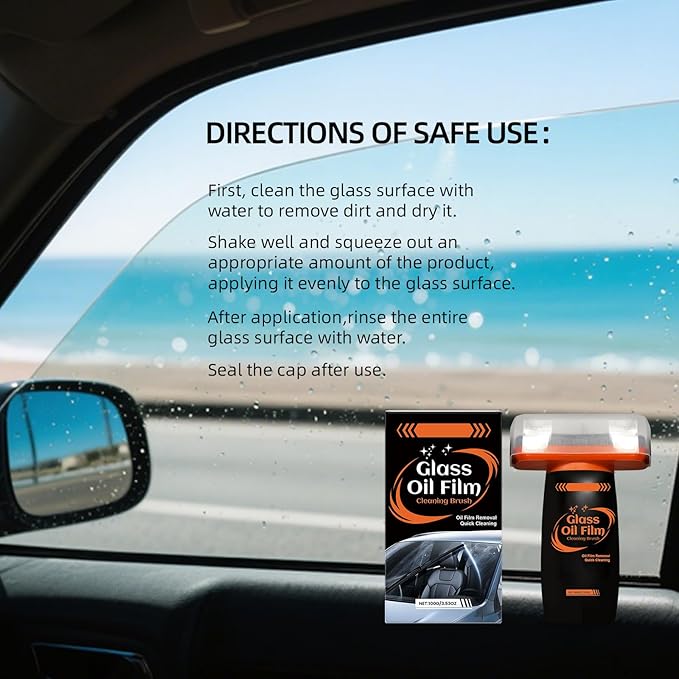 Glass Emulsion, Oil Film Remover for Car Window, 100g Roll-On Glass Emulsion Cleaner Compound with Cleaning Board, Improve Windshield Clarity for Safe Driving 2pcs