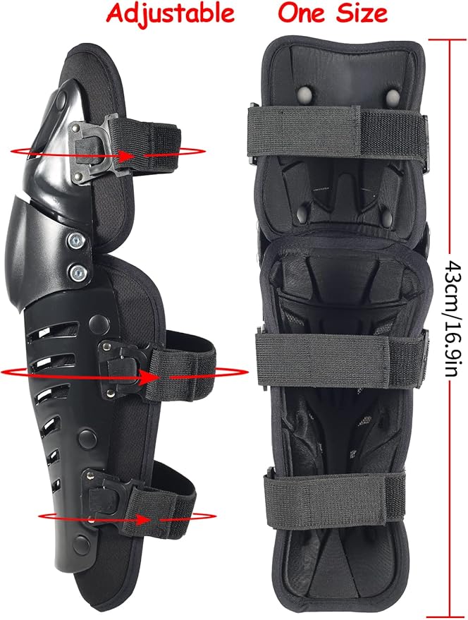 Motorcycle Knee Shin Guards, Long Leg Protection Crash Proof Motorcycle Knee Protection Bendable Adjustable MTB Knee Pads for Men Motocross Gear