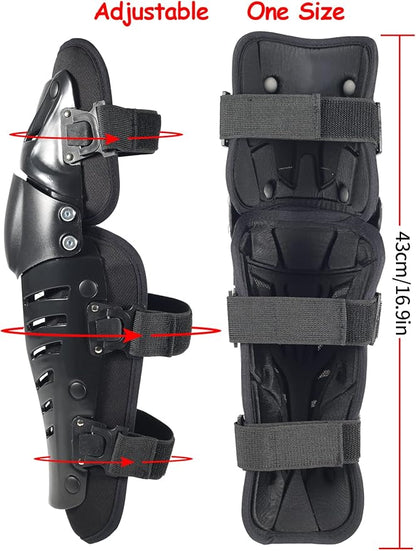 Motorcycle Knee Shin Guards, Long Leg Protection Crash Proof Motorcycle Knee Protection Bendable Adjustable MTB Knee Pads for Men Motocross Gear