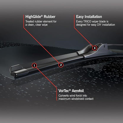TRICO Diamond 22" + 16" Premium Automotive Replacement Windshield Wiper Blades (Set of 2), Passenger and Driver Side All-Weather Beam Wiper Blades for Select Vehicle Models