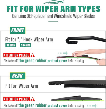 22" 22" 16" Windshield Wiper Blades Replacement for Lincoln Navigator 2009 2010 2011 2012 2013 2014 2015 2016 Premium All Weather Front Rear Wipers Set - OEM Quality (Pack of 3)