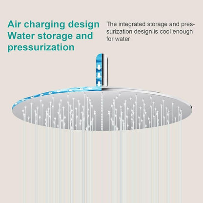 All Metal Rain Shower Head - Heavy Duty Stainless Steel, Easy Install, High Water Flow, Ultra-Thin Modern Design for Bathroom (Chrome, 16)