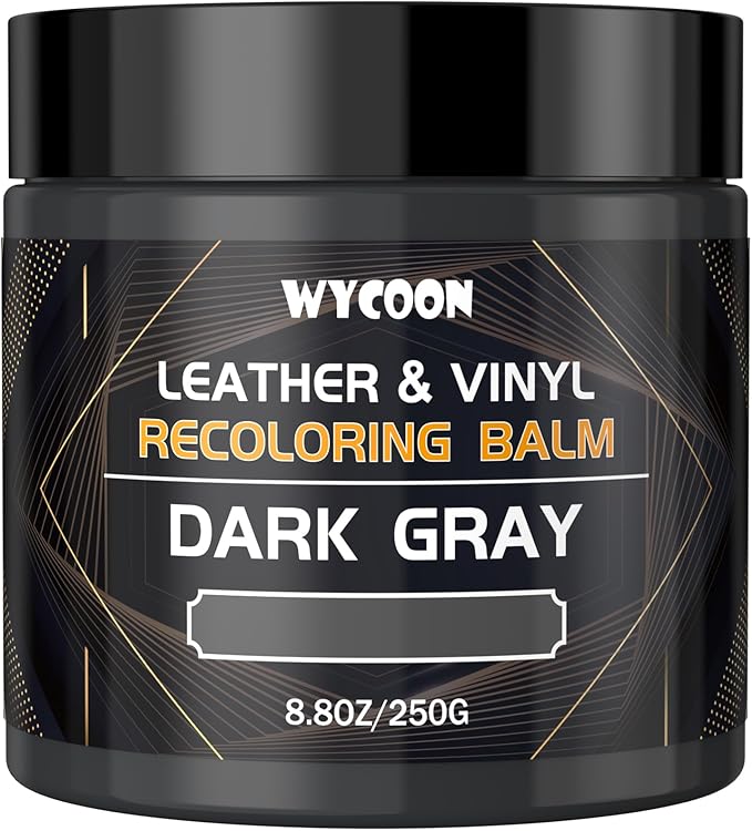 WYCOON Leather Recoloring Balm & Color Restorer | Dark Gray Leather Dye, Paint & Repair Kit for Furniture, Couches, Car Seats, Shoes | Restore Faded & Scratched Surfaces