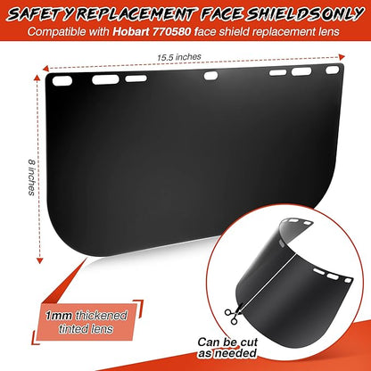 Feekoon 1 Pack Face Shield Replacement Lens with Helmet Pads, Tinted Full Face Shield Compatible with Hobart 770580, Replacement Foam Padding Kits for Welding, Grinding, DIY, Cosplay Helmet
