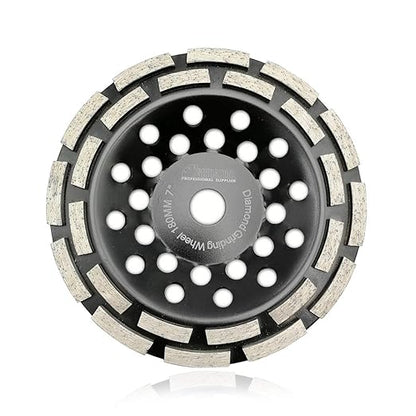 SHDIATOOL 7-Inch Double Row Diamond Grinding Cup Wheel for Concrete, Granite, Marble, Masonry, Brick – 7/8-Inch -5/8 Inch Arbor, Aggressive Grinding