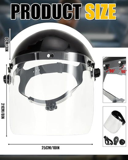 Copkim 3 Pack Safety Face Mask Shield for Grinding Clear Full Face Impact Resistant Safety PET Full Impact Resistant Mask Shield for Work Construction Cutting (PET Without Aluminum Edge,Black)