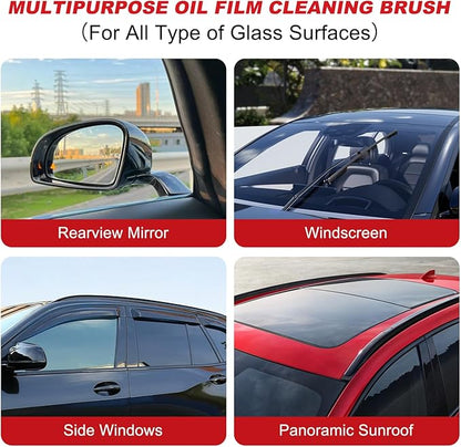 Yee hfafa Oil-Free Car Glass Brushes, Upgrade 2.0 Clear Vision Glass Cleaner, Oil Film Cleaning Brush for Automotive Windows, Clearvision Cars Windshield Cleaner Tool (1set) (1, Red)