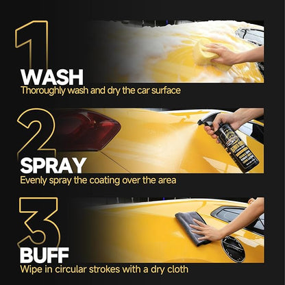 Real Ceramic Coating for Cars Polish (3.38 Fl Oz), Unmatched Shine Car Wax Coating Spray, No Pungent Smell, Quick Detailer Spray Wax, Lasts 50+ Washes Car Paint Sealant