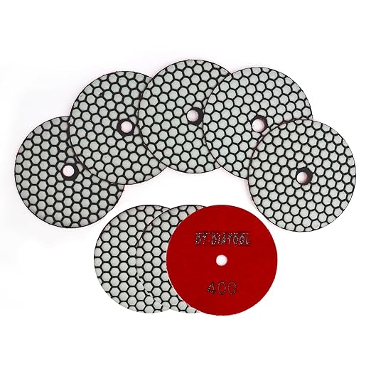 DT-DIATOOL Dry Diamond Polishing Pads 4 Inch for Granite Marble Quartz Stone Countertop Tiles 8 Pieces Grits 400
