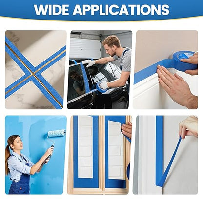 SUNSHINETOP Blue Painters Tape, 20 Rolls Paint Tape 1 Inch Wide (0.98 in. x 55 Yds) Blue Masking Tape Protects Surfaces, Painter's Tape for Indoor and Outdoor Use, Easy Removal (20PCS)