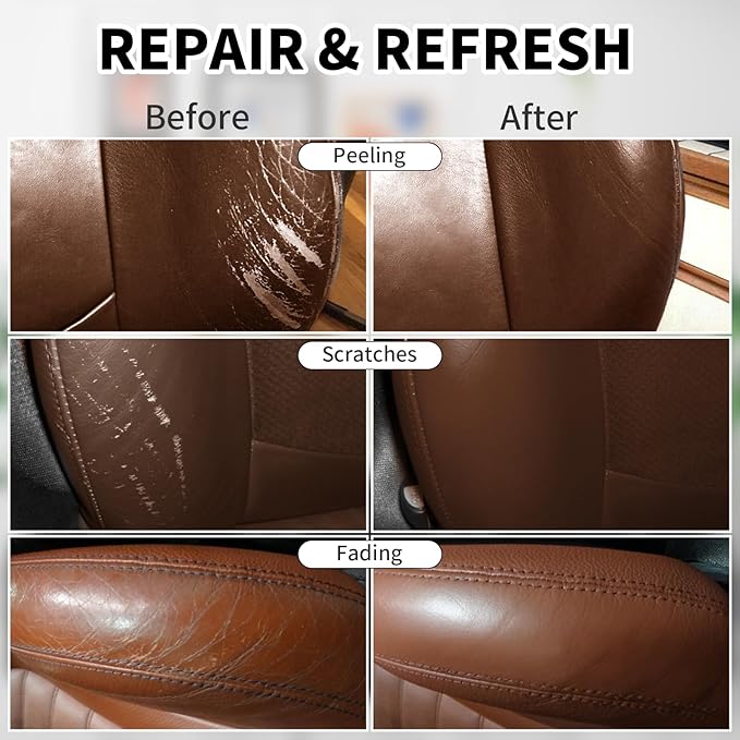WEYSTOM Leather Recoloring Balm, 12oz Large Size Leather Dye, Color Restorer, Scratch Repair, Furniture & Couch Restorer Kit, Repair Kit for Furniture(Medium Brown)