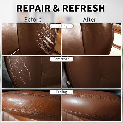 WEYSTOM Leather Recoloring Balm, 12oz Large Size Leather Dye, Color Restorer, Scratch Repair, Furniture & Couch Restorer Kit, Repair Kit for Furniture(Medium Brown)