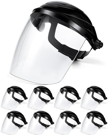 Tellegloww 8 Black Safety Face Shield for Grinding and Cutting, Full Impact Resistant Face Shield Mask for Work Chemical Woodworking (Black)