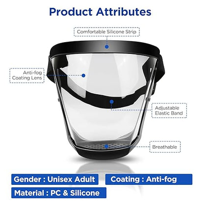 Blingbin Face Shield, Dust Mask Anti-fog Protective Full Face Shield, Adjustable Breathable Face Shield, Portable Universal Clear Face Mask for Weed Whacking Grinding Cutting for Men Women Adult