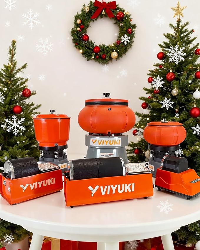 VIYUKI 9LBS Vibratory Tumbler Polishing Machine for Rocks/Metal Parts/Screw(with 3LB walnut shell media)