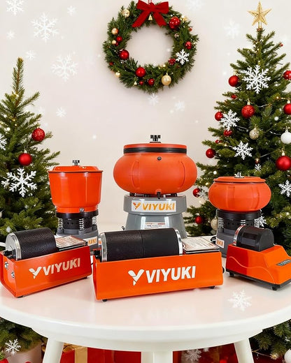 VIYUKI 9LBS Vibratory Tumbler Polishing Machine for Rocks/Metal Parts/Screw(with 3LB walnut shell media)