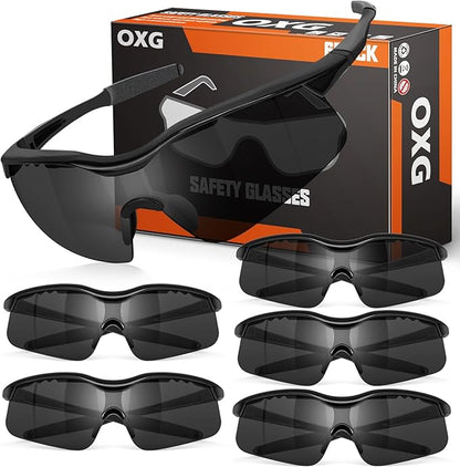 OXG 6 Pack Tinted Safety Glasses for Men Women, Safety Goggles ANSI Z87.1 Protective Eyewear Scratch Resistant Eye Protection