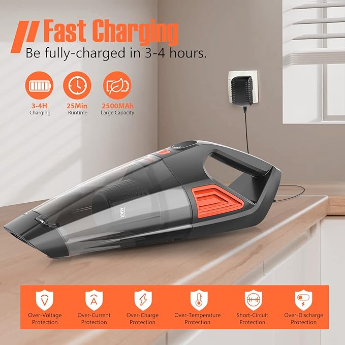 ATONEP Handheld Vacuum Cordless Cleaner,Powerful Portable and Dust Buster Hand Vcauum Rechargeable with Large-Capacity Battery for CarPetOfficeHome (Mixed Colors) (Dark Purple)