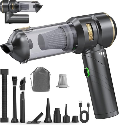 Ytbocar Car Vacuum Portable Cordless, Foldable Handheld Vacuum with Brushless Motor, 22000PA High Power Mini Hand Vacuum Cleaner & Air Blower & Duster & Pump for Home, Pet, Office